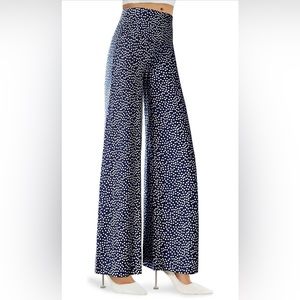 NWOT 3X / XXXL Arolina Women's Stretchy Wide Leg Palazzo Pants / Navy Polka Dot